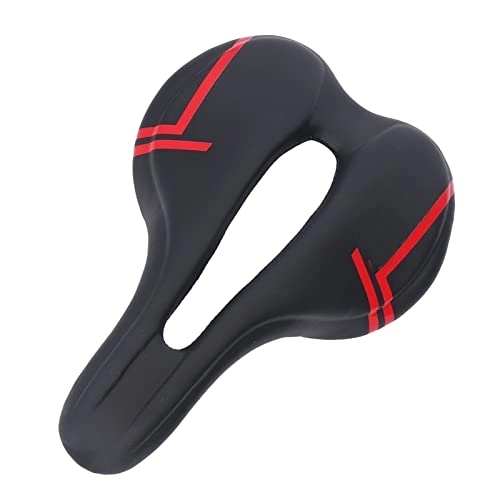 Seggiolini per mountain bike : Cuscino per Sella per Mountain Bike, Cuscino per Sella per Bici Stampaggio in Un Pezzo in Pelle PU in Microfibra Testa Inclinata Confortevole Orso di Peso da 100 kg Ergonomico per la(Nero e Rosso)