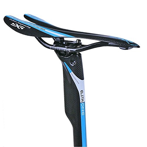 Seggiolini per mountain bike : ELITA ONE fibra di carbonio bici da strada Sellini, Sella per bici super leggera 3k rosso, verde, blu (blu lucida)