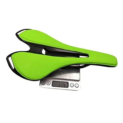 Seggiolini per mountain bike : KUAIKUAI Bai Shi Wu 5 Colori Mountain & Road Bike Full Carbon Fibre con Pu Sella in Pelle in Bicicletta in Bicicletta MTB Svuotare (Color : Green)