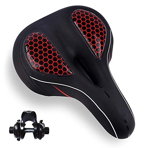 Seggiolini per mountain bike : Qivor Sedile da Sella della Bici MTB con collegata a Sella fanale in Bicicletta Addressina Ampia Bicicletta Comoda Bicycle Saddles Hollow Bicycle Saddle (Color : Black Red)