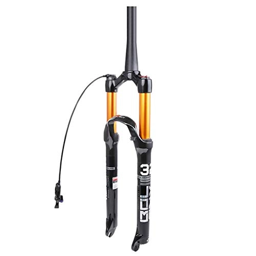 Fourches VTT : 26 27, 5 29 Pouces Montagne Vlo Fourche Suspension, Frein Disque Aluminium Magnsium Alliage VTT Air Fork (Color : Tapered Remote Lock Out, Size : 27.5 inch)