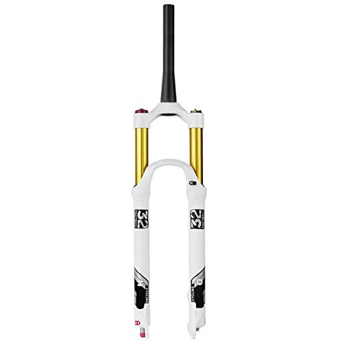 Fourches VTT : ALBN Mountain Bike 140mm Travel Suspension Fork MTB 26 / 27.5 / 29 inch, Alliage léger 1-1 / 8"Air Forks 9mm (Color: White - Tapered Manual Lock, Size: 26")