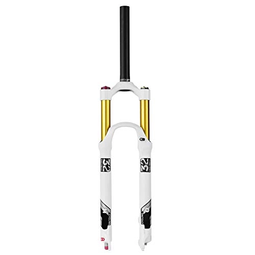 Fourches VTT : ALBN Mountain Bike 140mm Travel Suspension Fork MTB 26 / 27.5 / 29 inch, Alloy léger 1-1 / 8"Air Forks 9mm (Color: White - Straight Manual Lock, Size: 26")