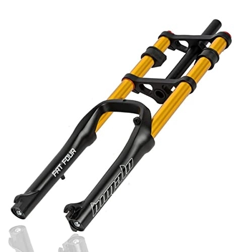 Fourches VTT : Asiacreate Air Fourche Suspension pour Vélo 20" VTT Fourche de Suspension 1-1 / 8 Tube Droit Double Contrôle D'épaule Voyage 110mm QR 9mm Frein Disque Fit 4.0" Gros Pneu XC / AM (Color : Gold)