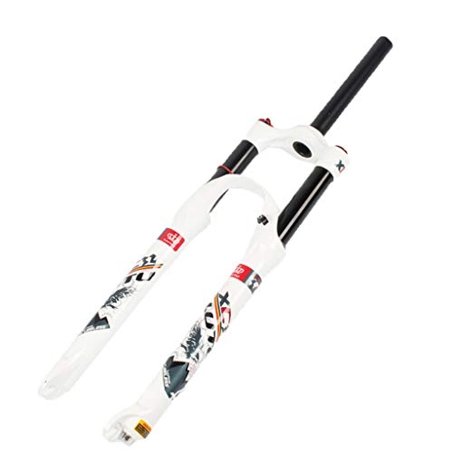 Fourches VTT : Auoiuoy 26" 27.5" 29 Pouces Suspension Fourche de vélo VTT Double Chambre de vélos Air Fork 1-1 / 8" Frein à Disque QR Verrouillage 100mm, White-26inch