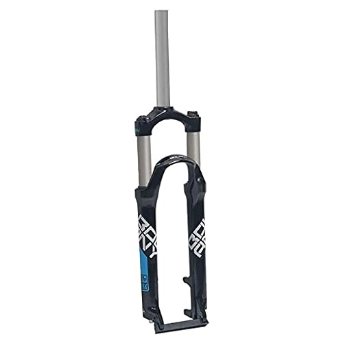Fourches VTT : Bike Suspension Fourchette, Alliage d'aluminium de 24 Pouces 28, 6 mm de Tube Droit Mountain Mountain MTB Vidange de Frein à Bandes de Frein à bandoulière 100mm (Color : Black+Blue Label)