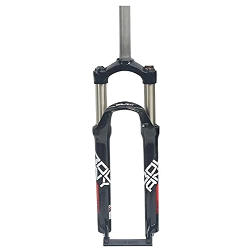 Fourches VTT : Bike Suspension Fourchette, Alliage d'aluminium de 24 Pouces 28, 6 mm de Tube Droit Mountain Mountain MTB Vidange de Frein à Bandes de Frein à bandoulière 100mm (Color : Black+Red Label)