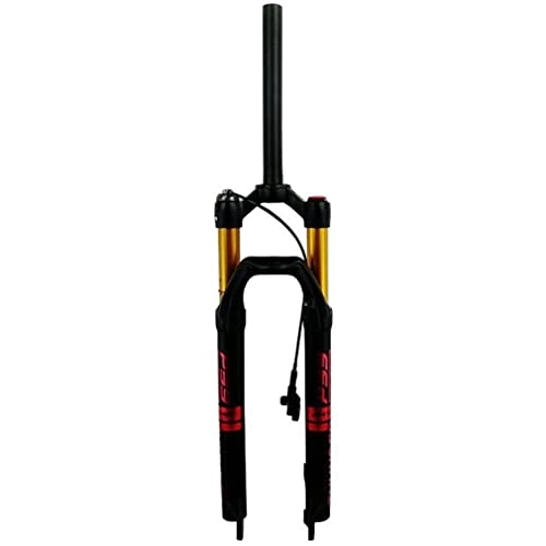 Fourches VTT : Fourche à suspension pneumatique pour vélo 26 / 27, 5 / 29 pouces 100 mm de débattement 1-1 / 8 Tube droit Fourche VTT Verrouillage manuel / à distance Fourche avant de vélo 9 mm (Color : Red remote,