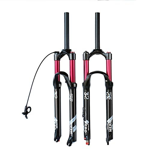 Fourches VTT : Fourches de suspension de vélo VTT noir noir 100-120mm VTT VTT VTT Vélo Air Fork 1750g 26 27.5 29 pouces Bicyclettes Bicyclettes Alliage de magnésium MTB Fourchette frontale de pilotage conique et dro