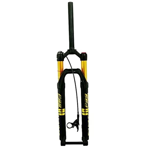 Fourches VTT : HSQMA Fourche À Suspension VTT DH 26 27, 5 29 Pouces Thru Axe VTT Air Fork Travel 120mm 1-1 / 8'' Straight Bicycle Front Fork Manual / Remote (Color : Gold RL, Size : 29inch)