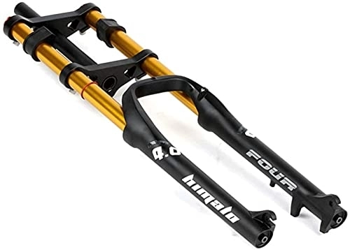 Fourches VTT : HXJZJ Fourche Avant pour Vélo électrique 26"VTT Frein à Disque Vélo 1-1 / 8" Fourche à Suspension pour Vélo de Direction 170mm Amortissement de L'air de Voyage pour 4.0"Gros Pneu QR ATB / BMX, BlackGold