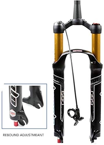Fourches VTT : JUanben Mountain Bike Suspension Fork 26 27.5 29 inch Aluminum Alloy Bike Front Fork Bicycle Air Shock Absorber MTB Remote Lockout Travel:120mm (Color : Gold Conical Tube, Size : 29inch)