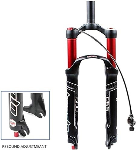 Fourches VTT : JUanben Mountain Bike Suspension Fork 26 27.5 29 inch Aluminum Alloy Bike Front Fork Bicycle Air Shock Absorber MTB Remote Lockout Travel:120mm (Color : Red Straight Tube, Size : 27.5inch)