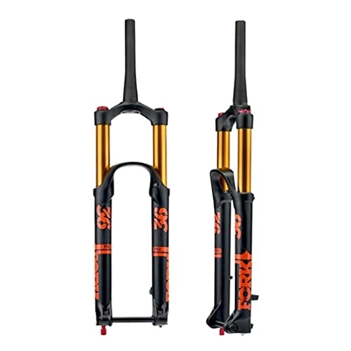 Fourches VTT : LAVSENA 26 / 27.5 / 29 '' DH VTT Fourche À Air Descente VTT Fourche À Suspension Voyage 140mm Rebond Ajuster À Travers L'essieu Fourche Avant Conique Verrouillage Manuel (Color : Black Gold, Size : 26'')