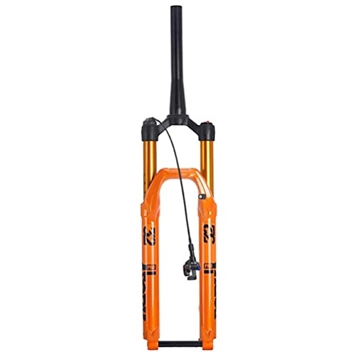 Fourches VTT : LAVSENA Fourche À Air VTT DH 26 / 27.5 / 29 Pouces Fourche À Suspension VTT Descente Voyage 120mm Rebond Réglable Fourche Avant Conique À Travers L'essieu 15 * 100mm (Color : Orange, Size : 27.5'')