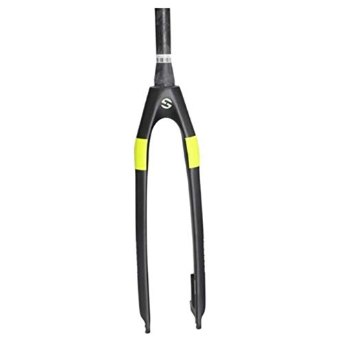 Fourches VTT : LQCHH Fourreur de vélo de Montagne en Fibre de Carbone Complet Fork Fork Fork Frein Disc Matte 1-1 / 8 28.6mm Fork 27.5er 29ER (Color : Yellow 29ER)