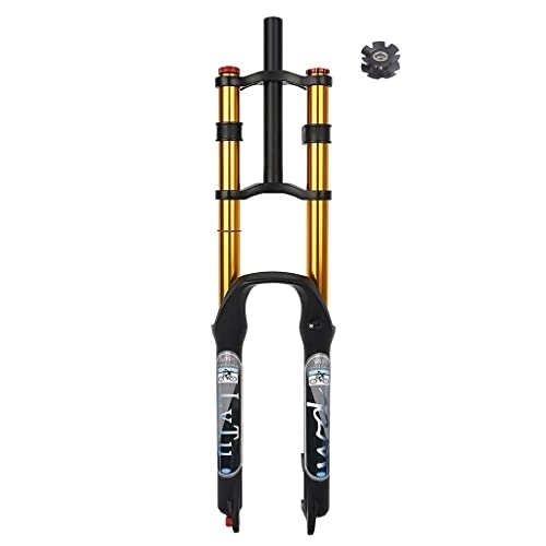 Fourches VTT : LvTu VTT Vélo Fourche Avant 26 27, 5 29 Pouces, DH Suspension Pneumatique Amortisseur Tube Droit Ultraléger Ajustement du Rebond avec Blocage Manuel (Color : Gold, Size : 26 inch)