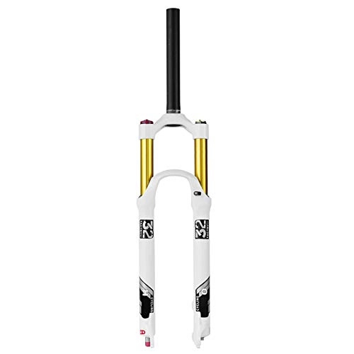 Fourches VTT : Mountain Bike 140mm Travel Suspension Fork MTB 26 / 27.5 / 29 inch, -005 Alloy léger 1-1 / 8"Air Forks 9mm QR (Color: White - Straight Manual Lock, Size: 29")