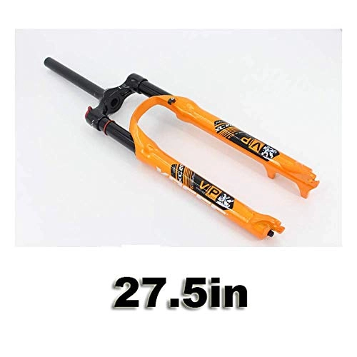 Fourches VTT : Pkfinrd Mountain Bike Air Fork 27.5 vélo Fourche Avant 28.6mm 1-1 / 8" Fourche à Suspension épaule contrôle avec Locked Up Fonction Black Tube intérieur dégagement Rapide Accessoires Vélo, Orange