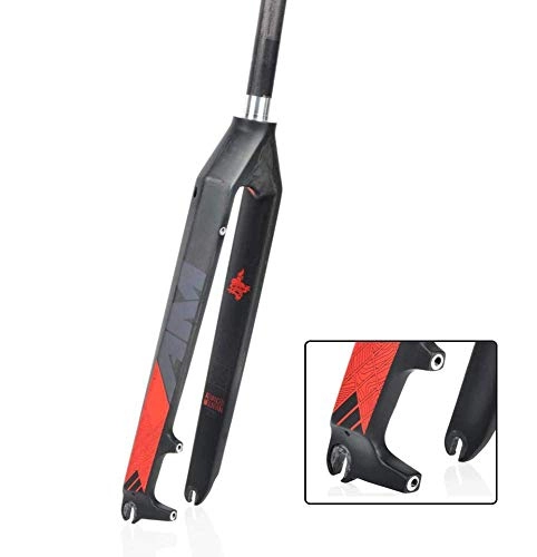 Fourches VTT : Pkfinrd Suspension vélo Fourche vélo Fourchette 26 / 27, 5 / 29 Devant Fork Mountain Full Carbon Fibre Fixe Vitesse Ultraléger Frein à Disque Damping Accessoires Vélo, Rouge-29inch