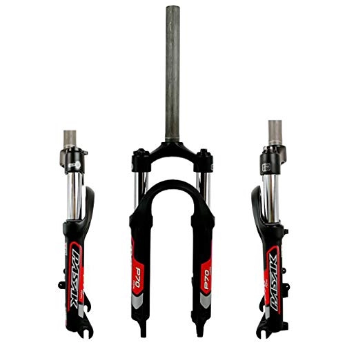 Fourches VTT : Pliant vélo Suspension Fourche 20 Pouces Frein à Disque Verrouillage mécanique Soft et Dure Tube de Droite en Aluminium Alliage d'aluminium VTT Fork Fork Fork Matte Noir Rouge (Size : 20")