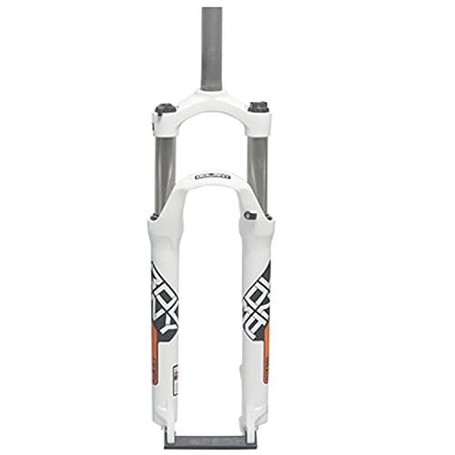 Fourches VTT : QIANGU 24 Pouces Fourche À Suspension De Vélo VTT Alliage d'aluminium Fourche Mécanique 1-1 / 8"Voyage 80mm QR 9mm Frein À Disque Montagne Fourche Avant Vélo (Color : White Orange, Size : 24 inch)