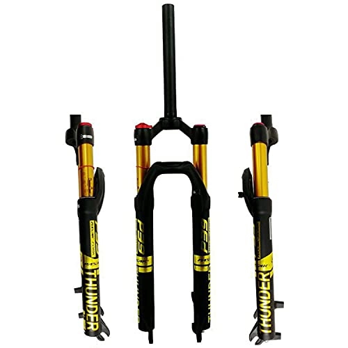 Fourches VTT : QIANGU Air Vélo De Montagne ​Fourches À Suspension 27, 5 29 Pouces Suspension Fork VTT 1-1 / 8 Tube Droit Voyage 100mm QR 9mm Fourche D'amortisseur Frein à Disque (Color : Black Gold, Size : 29 inch)