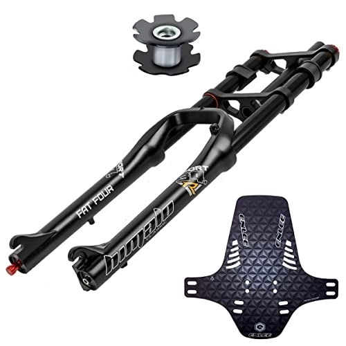 Fourches VTT : RUJIXU 26 Pouces Fourches VTT Suspension Motoneigeb ATV pour 4.0 Pneu Descente À Double Épaule Vélo De Montagne Amortisseur Fourche DH / AM QR 170mm (Color : Black)