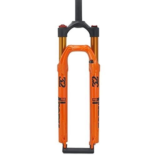 Fourches VTT : SORBEZ Fourche de vélo Alliage de magnésium Suspension pneumatique 27.5 / 29 Pouces vélo Avant VTT Cadre Tube Droit Manuel dégagement Rapide (Color : 27.5inch Orange)