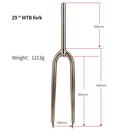 Fourches VTT : TLBBJ Bicycle Fork VTT Chrome Molybdène Fourches de vélo de Montagne de la Fourche Avant en Acier for 26 / 27, 5 / 29 Pouces 650B Wheelset Noir Rouge Argent Bicycle Parts (Color : Silver 29)