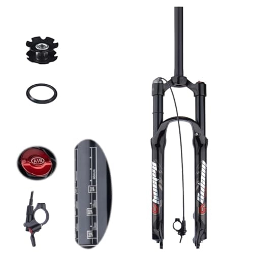 Fourches VTT : TS TAC-SKY Fourche VTT Amortissement Pneumatique 26 / 27.5 / 29 Pouces Fourche À Amortissement Pouce MTB Air Fork Suspension Bicycle Front Suspension (Color : Black, Size : 26 Straight Remote)