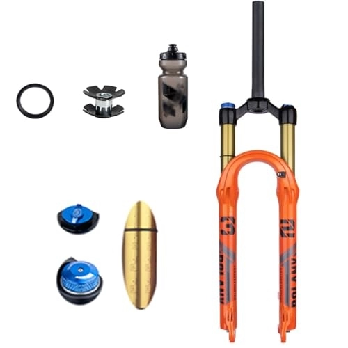 Fourches VTT : TS TAC-SKY Fourches VTT 27.5 / 29 Pouces 120mm Travel Shock Absorption Shockproof Air Pressure Accessories Magnesium Alloy Forks (Color : Orange 29 inch Straight Manual)