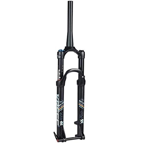 Fourches VTT : TYXTYX 26"1-1 / 8" Fourche à Suspension, VTT VTT en Alliage d'aluminium cône Disque de réglage de l'amortissement Voyage 100mm Noir et Blanc