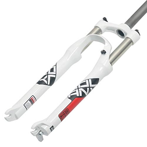 Fourches VTT : VTT Air Spring 26 / 27, 5 / 29er VTT en alliage d'aluminium Mécanique Fourchette vélo Spring Damping Suspension Fork Travel 100 mm QR Fourche de vélo VTT (Couleur : WHITE RED, Taille : 27.5ER)