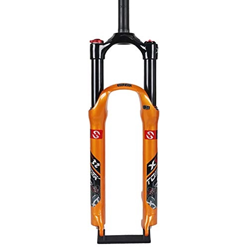 Fourches VTT : VTT Fourche Avant vélo VTT Fourche vélo Suspension Fourche Air Fourche 26 / 27.5Pouces en Alliage d'aluminium Amortisseur Fourche à Ressort, Orange Orange, 26lnch