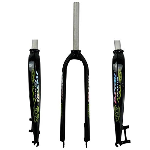 Fourches VTT : Xiami Vélo Huile Fonte Dur Forks 26 / 27, 5 / 29 Pouces VTT 700C Route Universel en Alliage d'aluminium Fourche Avant Frein à Disque Brillant Noir + UV Vert Motif réfléchissant (Size : 29"(700C))