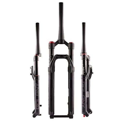 Fourches VTT : ZECHAO Vélo Montagne Fourche Air Suspension VTT, 130mm Course Axe 15 * 110mm Réglage du Rebond Fourche Suspendue Vélo Montagne Conique 1-1 / 2" Fourches Avant Vélo (Color : Black, Size : 29inch)