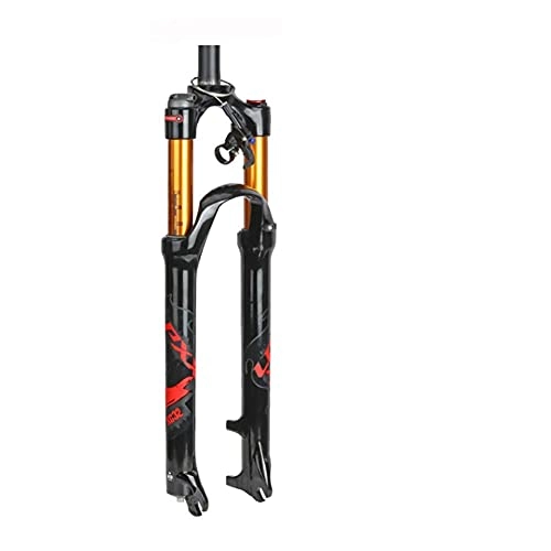 Fourches VTT : ZFXNB 26"Mountain Bike Suspension Fork, 1-1 / 8 'Alliage De Magnésium Léger VTT Bike Gas Fork Cable Control 100Mm Bicycle Air MTB Front Fork 26 / 27.5 / 29 inch, Red-26In