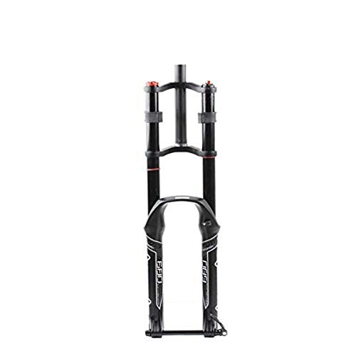 Fourches VTT : ZQN DH vélo Suspension Fourche, Fourche épaule, Ajuster Thes Pring Force 26 / 27, 5 / 29" Mountain Bike Air Double Descente Descente en Rappel Amortisseur 130mm Voyage Damping Frein à Disque, Noir, 26in