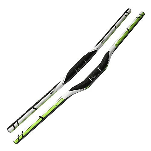 Guidon VTT : Guidon Mountain Bike 3K Full Carbon Fibre vélo Guidon Carbon Bend Bar VTT * 600-760mm 31, 8 léger Wake (Color : Green, Size : Rise 620mm)