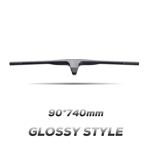 Guidon VTT : XINGYA T1000 Fibre de Carbone intégré VTT Vélo Guidon Hausse de 12 degrés 640-740 mm Titane Vis Utilisation VTT Cross Country (Color : Gloss 90x740mm)