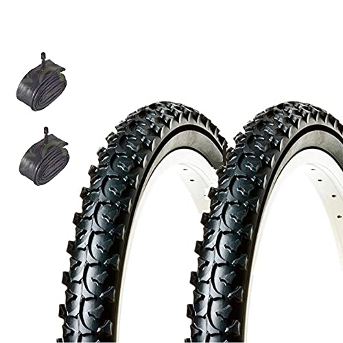 Pneus VTT : Ecovelò Lot de 2 12 1 / 2 x 1, 75 x 2 1 / 4 (47-203) + Chambres avec Valve américaine pneus vélo VTT Enfant Adulte Unisexe, Nero, Taille Unique