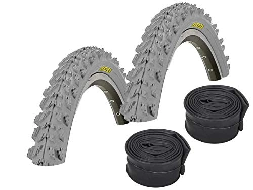 Pneus VTT : SET : 2 x gris vélo psycho kenda pneu vTT 26 x 1, 95 "tuyaux avec valve schrader