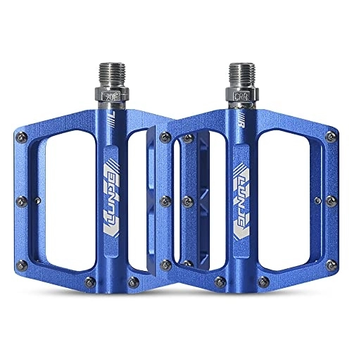 Pédales VTT : 1 paire de pédales de vélo en alliage d'aluminium légères et scellées avec broches antidérapantes pour vélo de route et VTT (bleu)