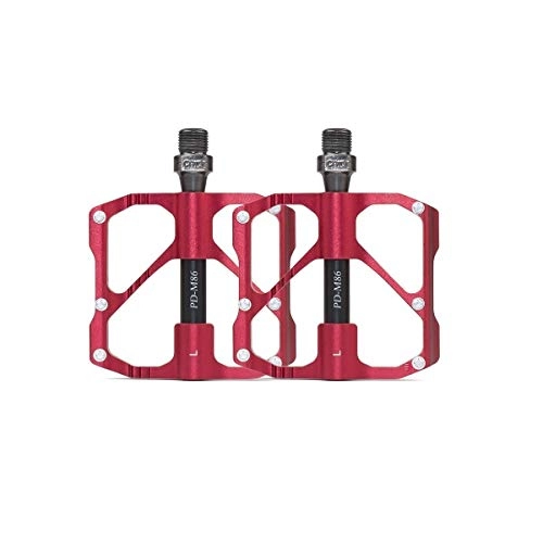 Pédales VTT : 8HAOWENJU Pdales vlo, pdales vlo de Montagne Universal Plate-Forme Ultra vlo Roulement tanche en Alliage d'aluminium Plat pdales 9 / 16" Solide et Robuste (Couleur : Red (Mountain))