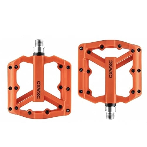 Pédales VTT : BAIHOGI Appartement VTT Pédales en Nylon à vélo pédale BMX Plate-Forme de vélo de Montagne pédales 3 roulements scellés pédales à vélo for Le vélo (Color : Orange)