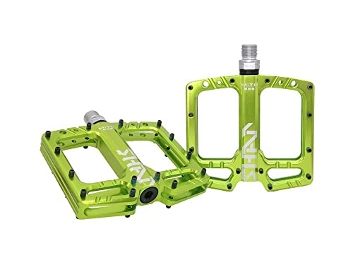 Pédales VTT : BAIHOGI Joint de pédale de vélo de Montagne Ultra-léger 3 roulement Polie Creux Creux Non glipage Pieds Plats Pédales de vélo MTB Équipements d'équipement (Color : Green)