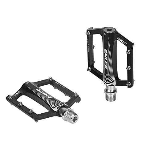 Pédales VTT : BAIHOGI Pédales de vélo de Montagne à Pied Plat Ultra-léger VTT CNC Aluminium Scellé scellé 3 Pouilles de vélo antidérapantes Pièces de vélos (Color : Black)