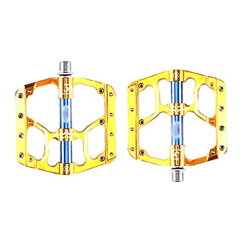 Pédales VTT : BZLLW Vélo Peddle, Ultra-léger en Aluminium vélo pédales, pédales antidérapantes, matériel équestre Accessoires for VTT / VTT / BMX Pédale / roulements étanches (Color : Gold)