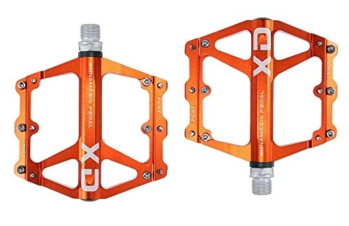 Pédales VTT : FrontStep Pédales antidérapantes en Aluminium général Pédales de vélo légères avec axe en Acier CR-Mo pour pédale VTT / vélo de Montagne / pédale BMX (Orange)